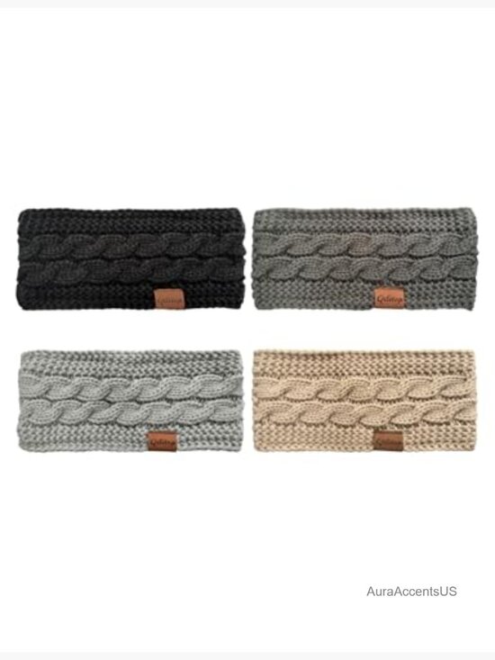4-Pack Winter Headbands Fleece Lined Cable Knit Ear Warmer Thick Crochet main image 6